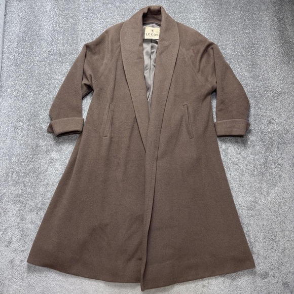 Leeds Boston Jackets & Blazers - Vintage 100% Cashmere XL Open Front Shawl Collar Coat Brown Country Leeds